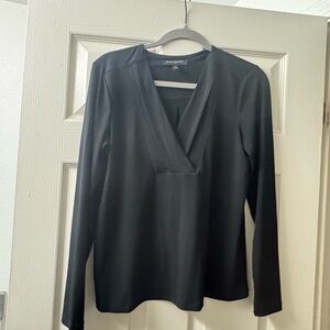 Banana Republic Black Deep V-Neck Long Sleeve Top